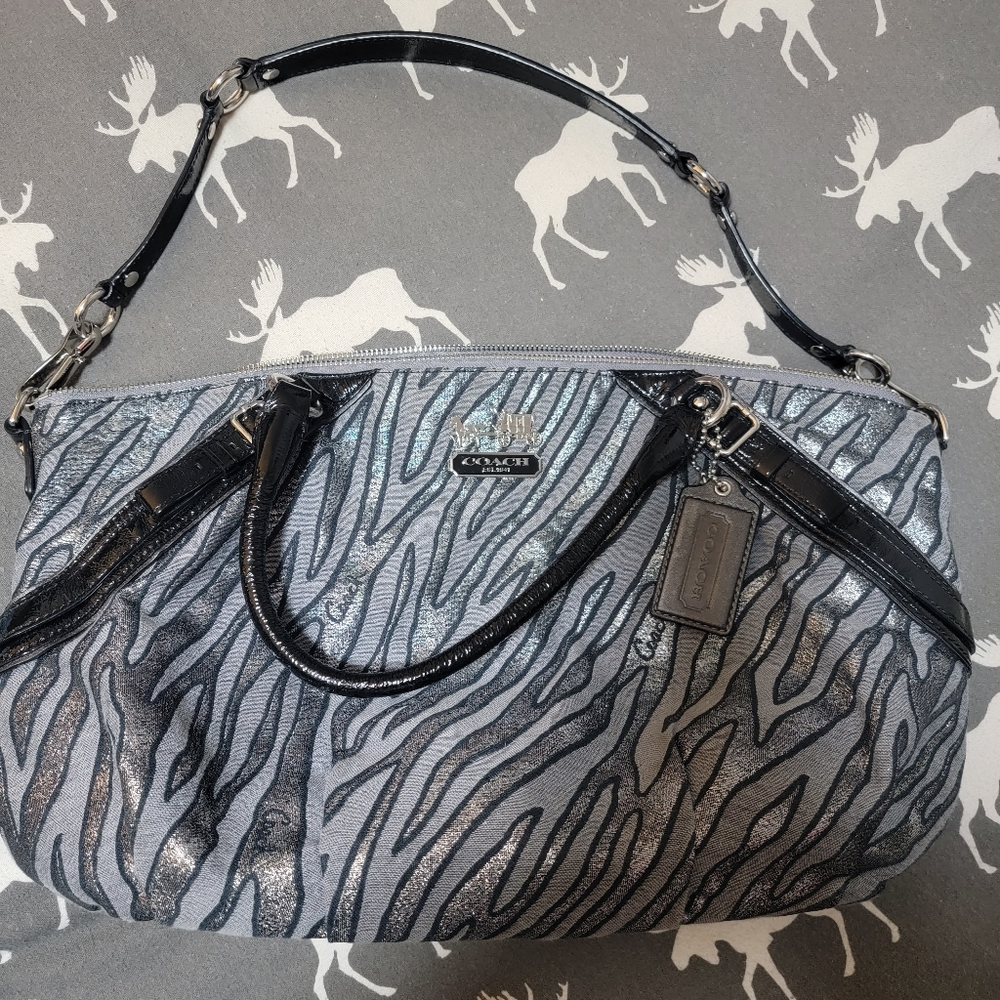 Coach Madison Sophia Zebra Print Satchel Shoulder Bag